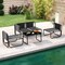 Outdoor Patio Furniture Set 4-Piece Metal Frame Cushioned Loveseat Armless Sofas Coffee Table